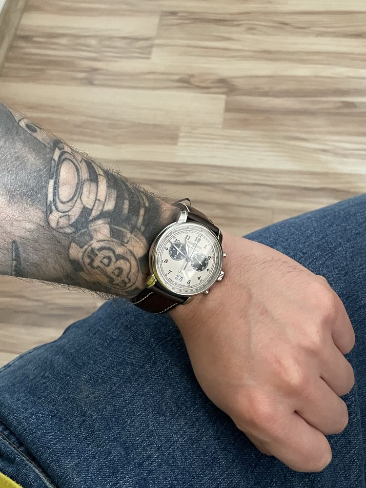Zeppelin  lz127 Capuccino superLumiNova tachymetr chronograf