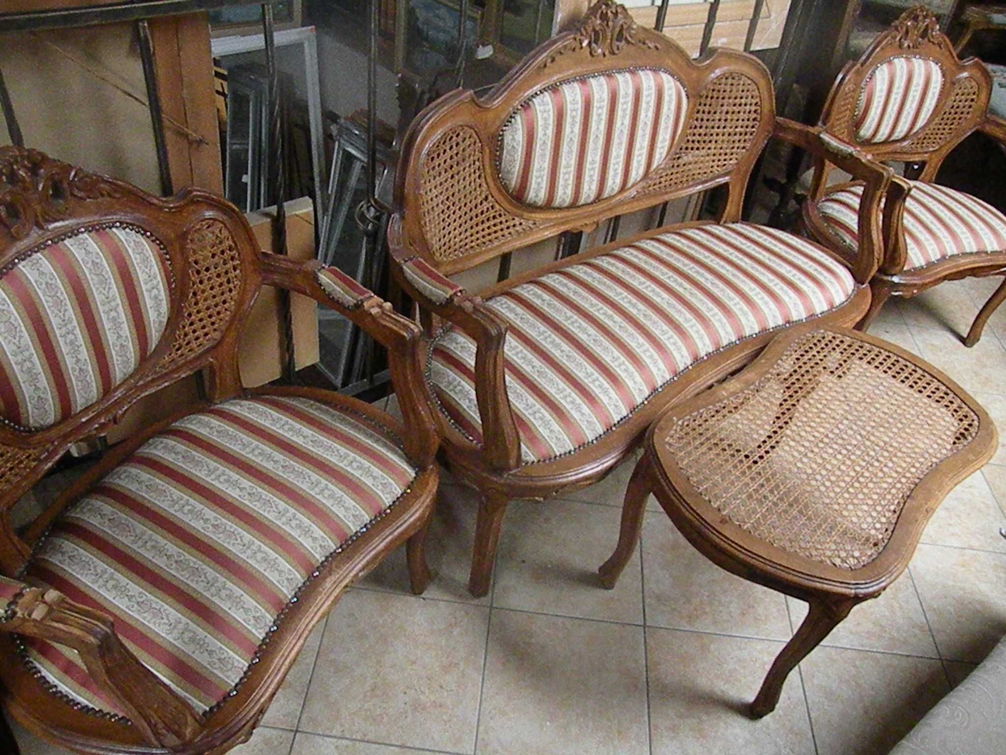 Komplet kawowy w Stylu Ludwika Sofa 2 krzesła i stolik