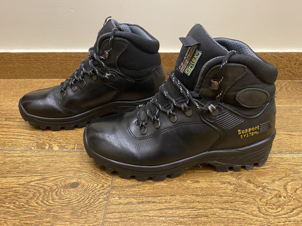 Buty trapery czarne skórzane