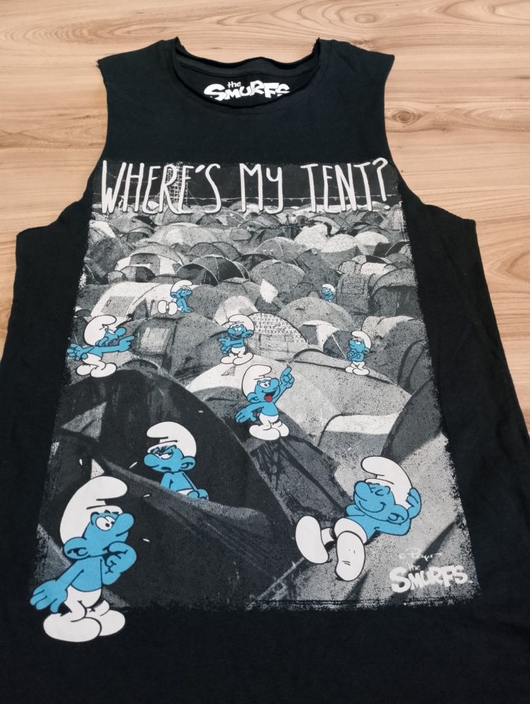 Czarny Damski Podkoszulek Tank Top Smerfy The Smurfs Gargamel