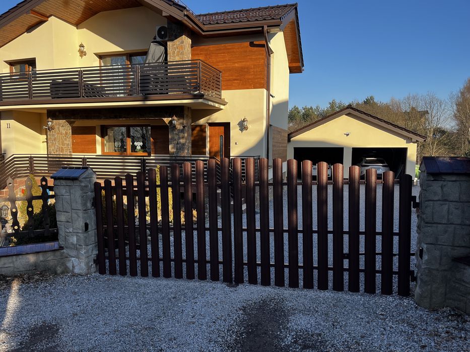 Brama aluminiowe sztachety dwuskrzydłowa 2x plus furtka