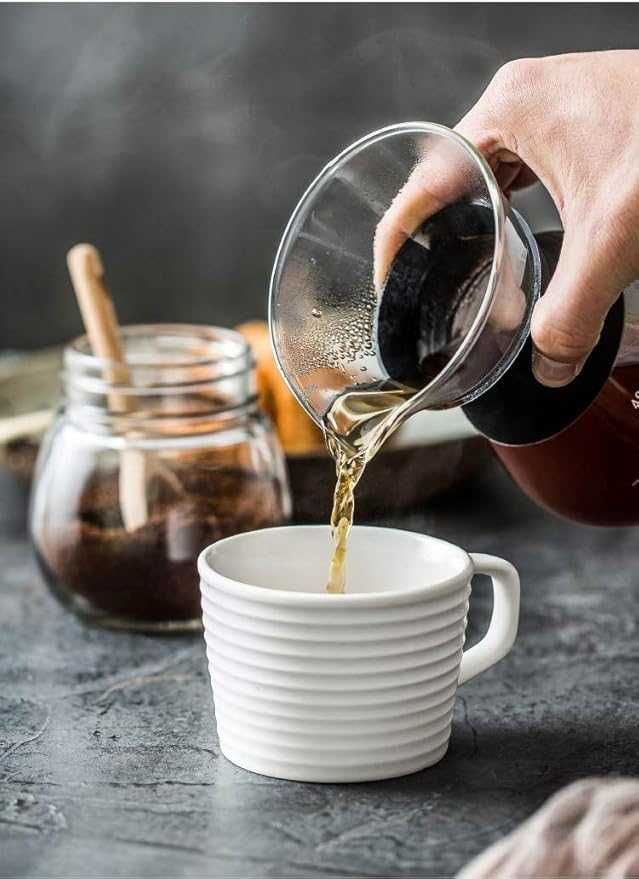 Szklany, elegancki zaparzacz do kawy ze stałym filtrem - 400ml - nowy