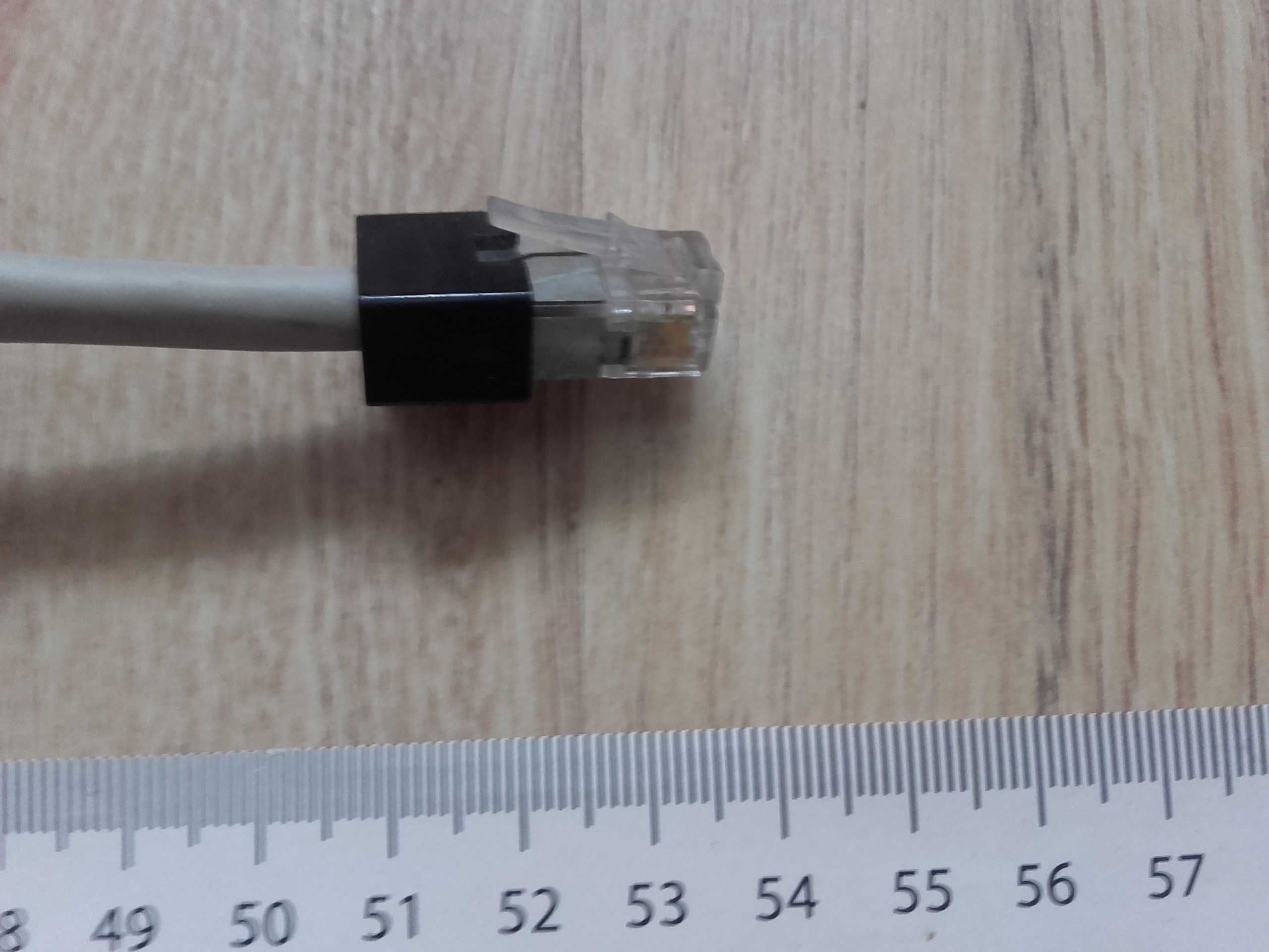 Kabel LAN RJ45 57cm CAT 5e kolor jasno-szary, czarne końcówki