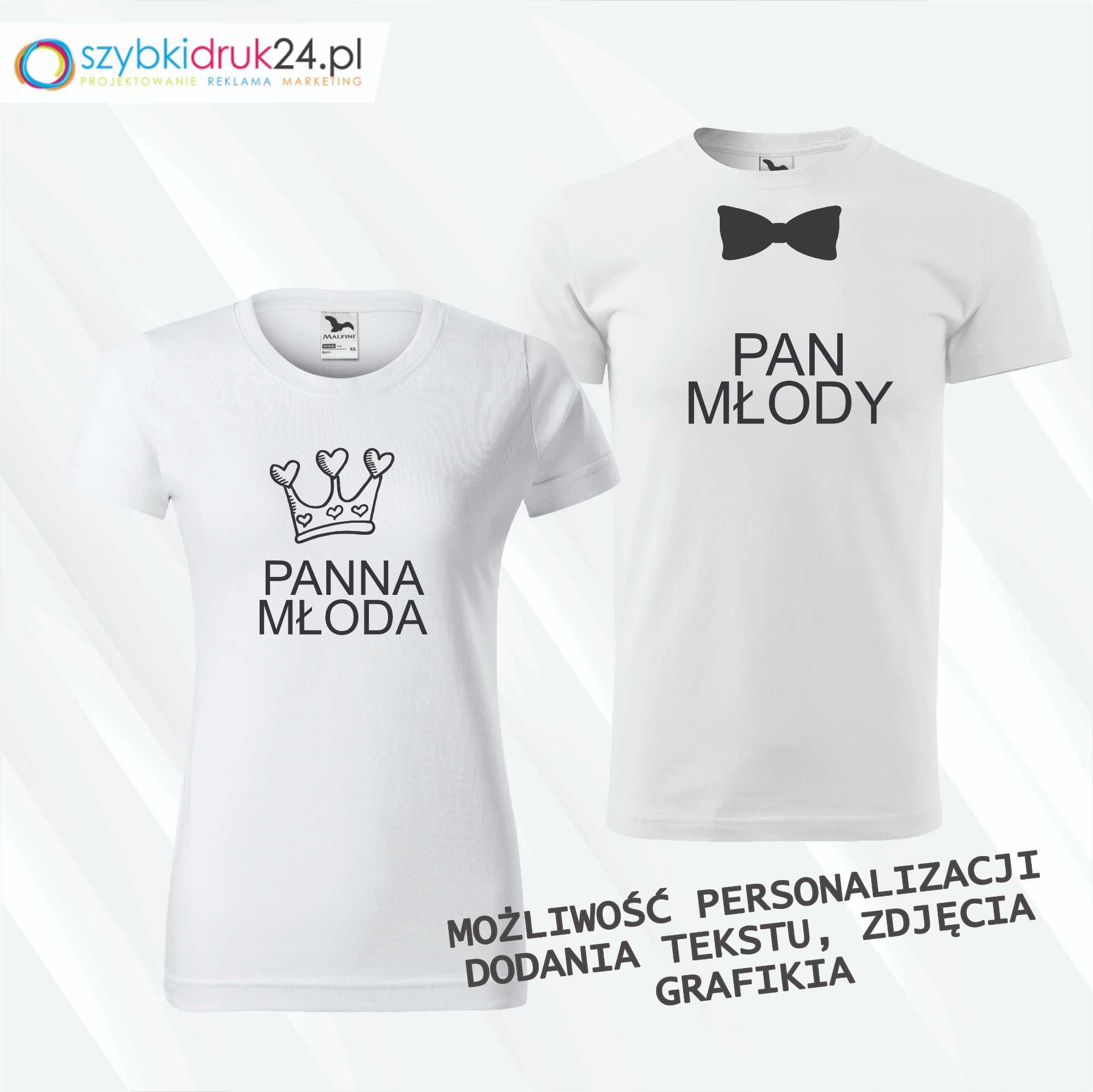 Koszulka, T-shirt Pan Młody i Panna Młoda, weselna, PERSONALIZACJA