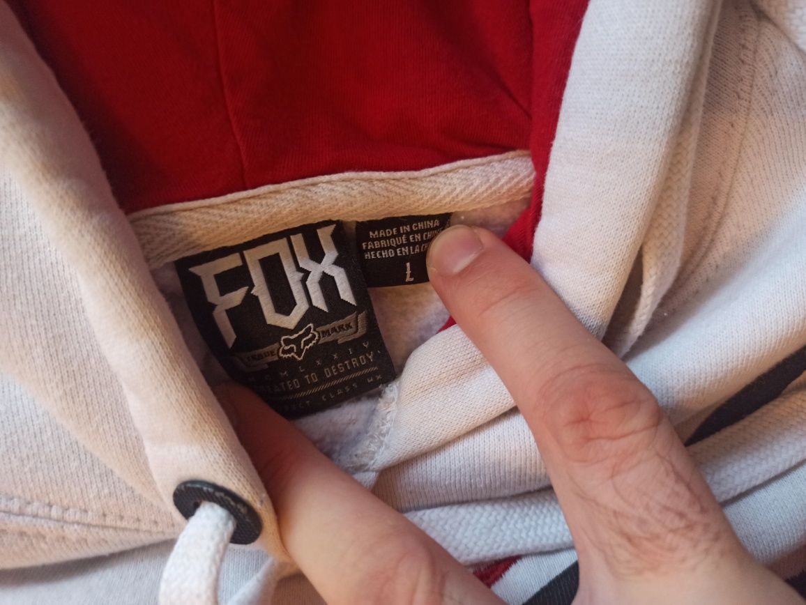 Bluza FOX z kapturem hoodie motocross dh L biała