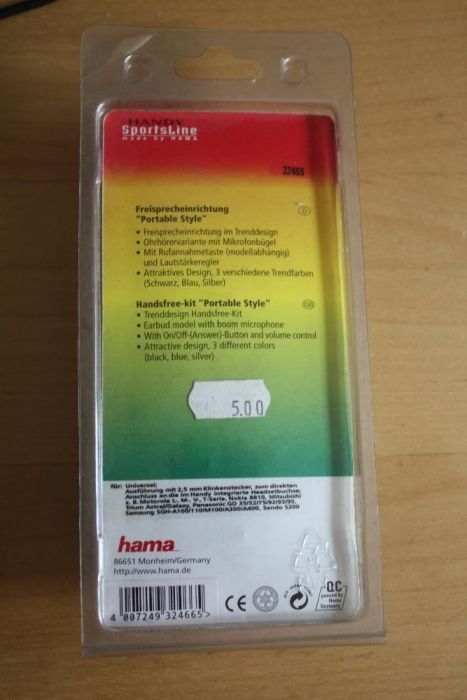 Auricular Hama, na embalagem