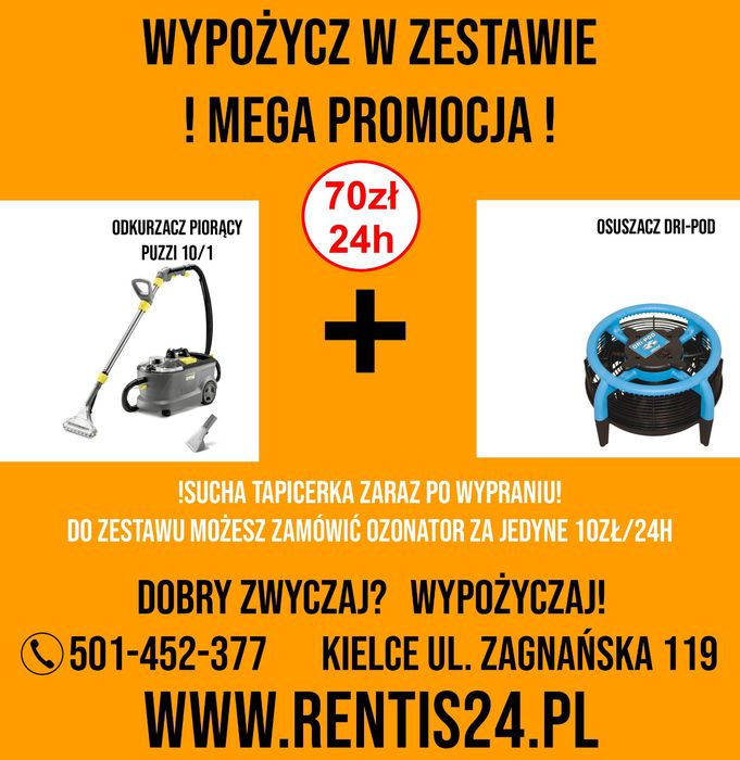 Wynajem odkurzacz piorący Karcher Puzzi 10/1 + osuszacz DRI-POD