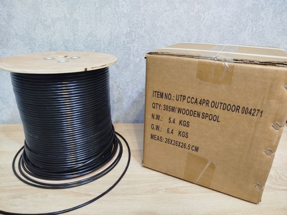 Витая пара, уличный интернет кабель пометрово и бухтами