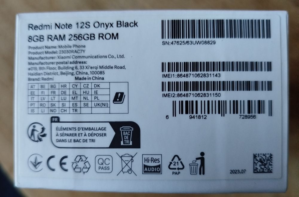 Xiaomi Redmi Note 12S 8GB RAM 256GB ROM