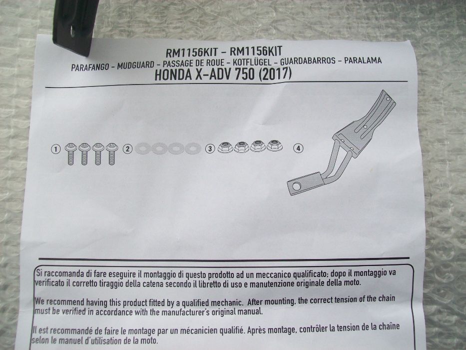 RM1156KIT Honda X-ADV 750 (17>19) mocowanie błotnika RM01, RM02