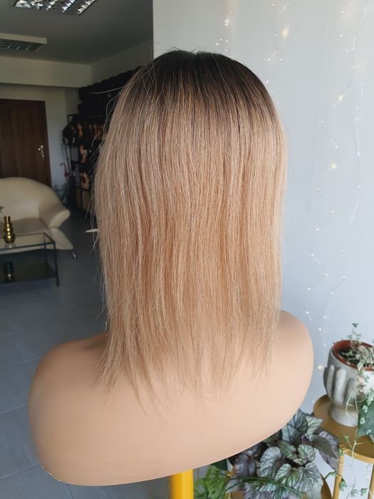 Tupet blond ombre włosy naturlane topper odrost 37 cm Monika