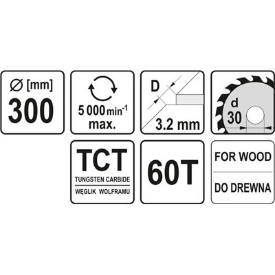 Tarcza Piła Widiowa Do Drewna 300X60Tx30Mm Yato