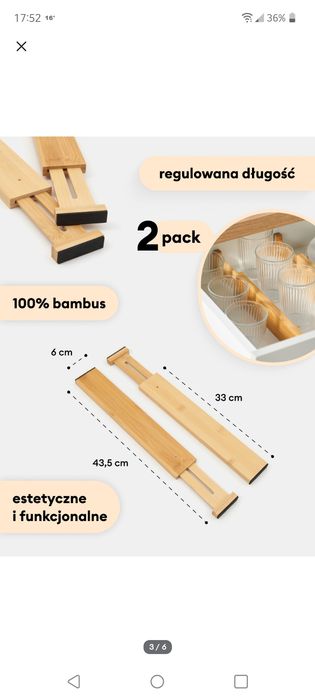 4x separator organizer przegroda do szuflady Sinsay bambus 100%