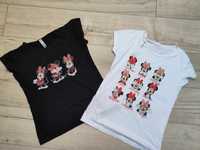 Dwa t-shirt Disney Minnie biały i czarny myszka mini