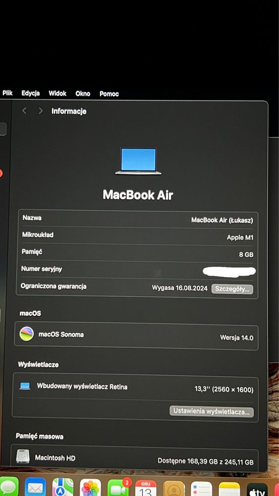 Macbook air m1 2020