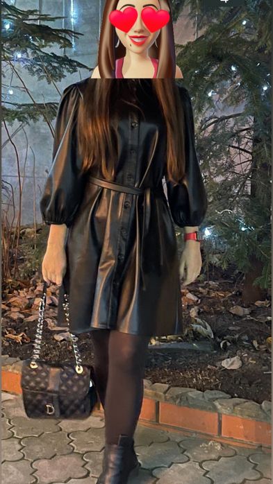 Плаття із еко шкіри , чорна сукня ,рощмір s/m навіть L