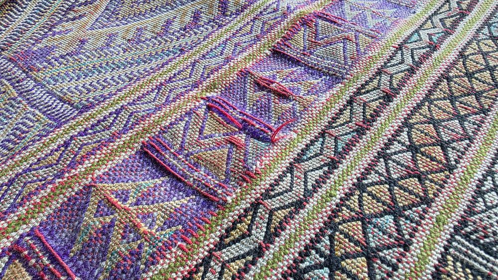 Wełniany kilim z Maroko,ręcznie tkany 214/130