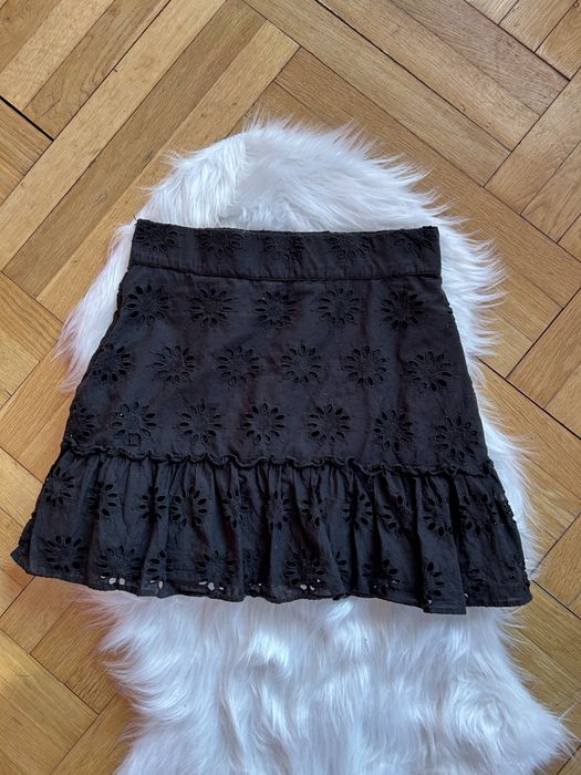 Bawełniana spódniczka Zara haft rozmiar M czarna mini