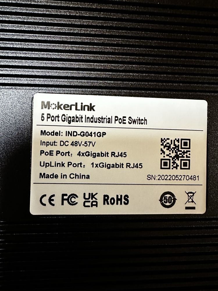 MokerLink IND-G041GP - 5-портовий PoE Gigabit DIN-DIN комутатор