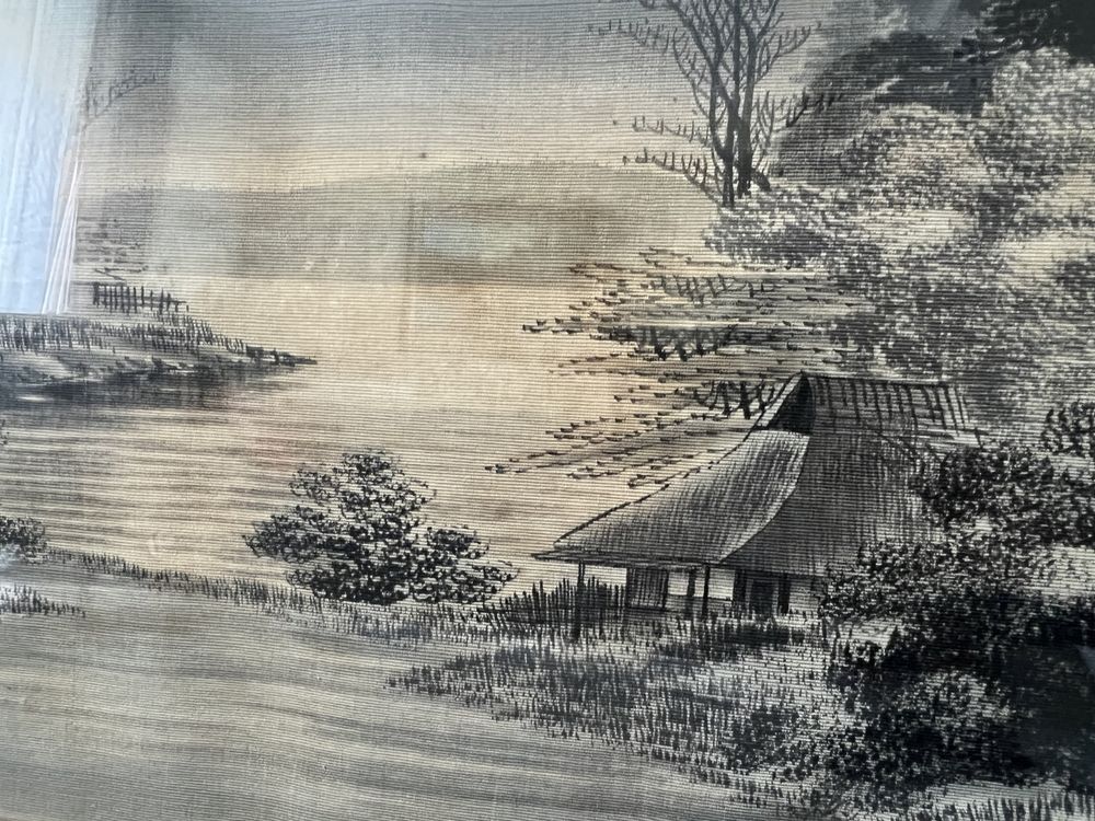 Картина из китайского шелка конец 19 века  1880-1890г