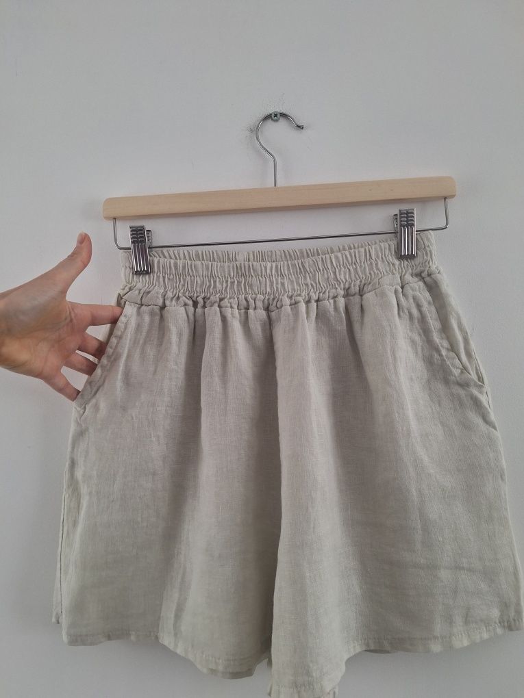 PuroLino Italy Moda komplet 100% len koszula i szorty