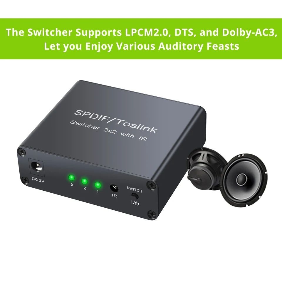 LiNKFOR 3x2 Optical Switcher Splitter spdif toslink перемикач