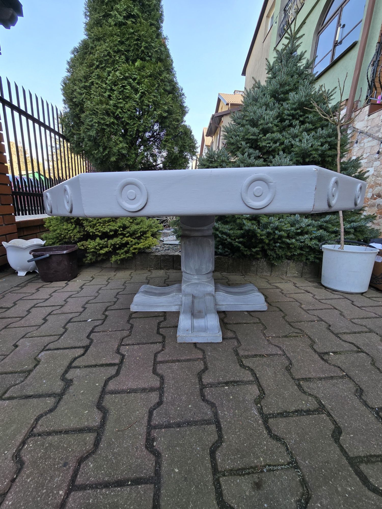 Stół, ława dębowa blat z kamiennych plytek