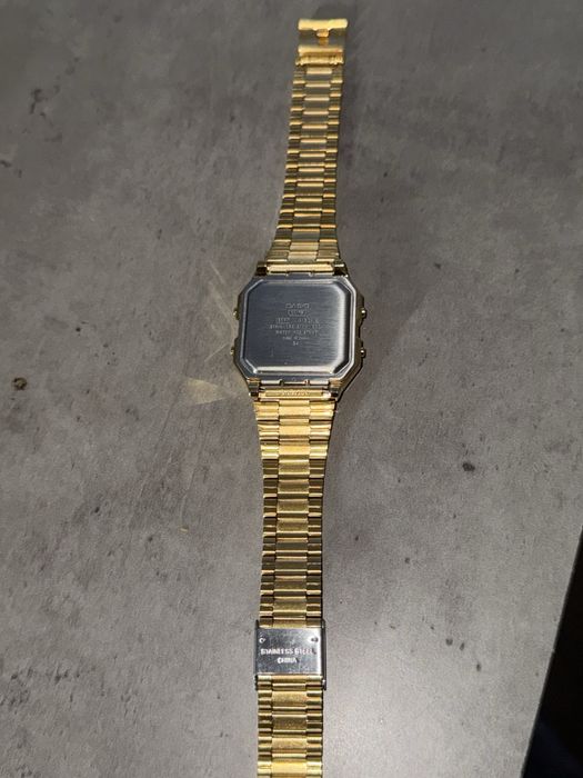 Nowy zloty zegar casio illuminator stal nierdzewna