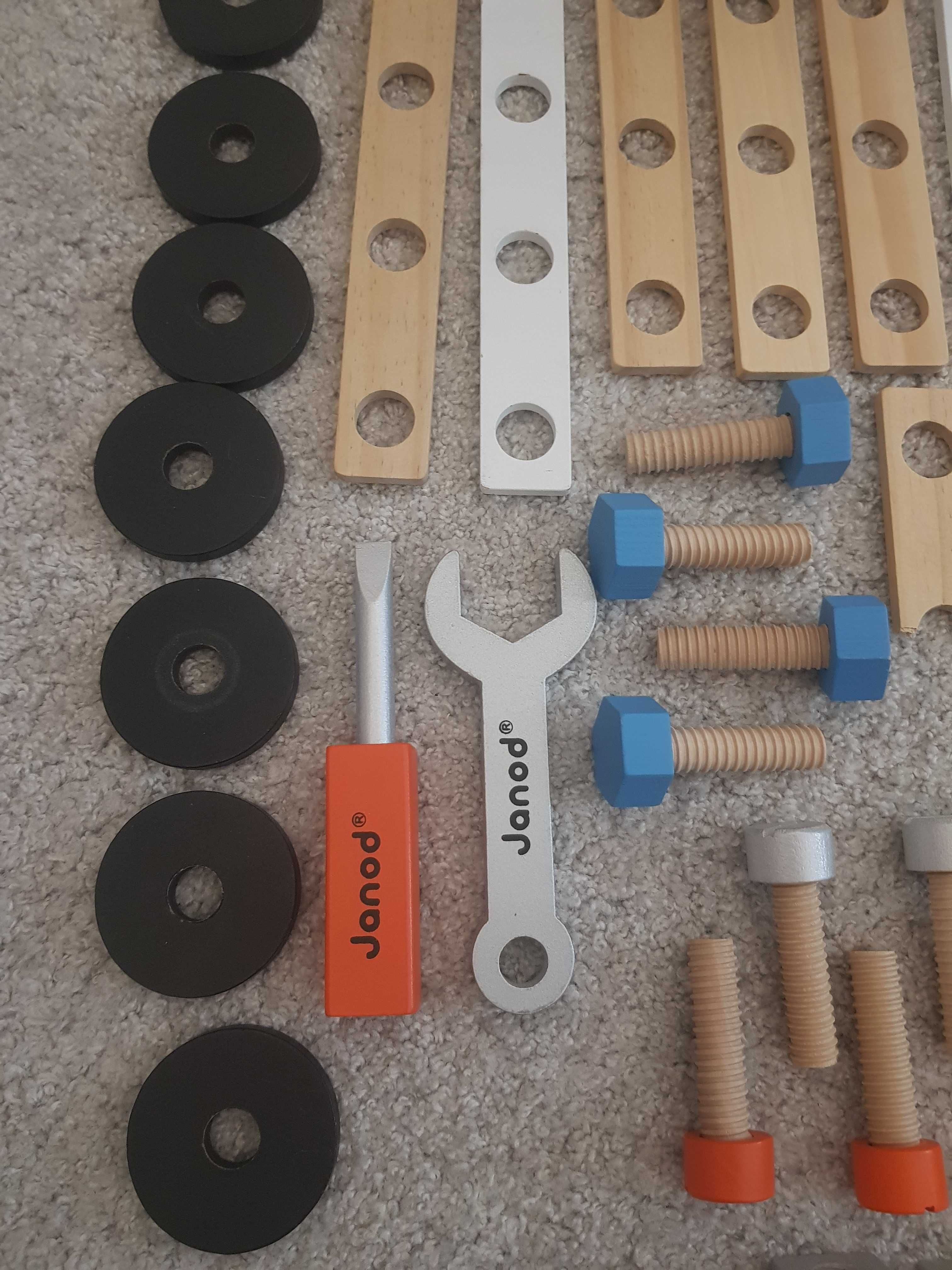 Janod klocki konstrukcyjne DIY Baril Brico drewniane dla dziecka 3+