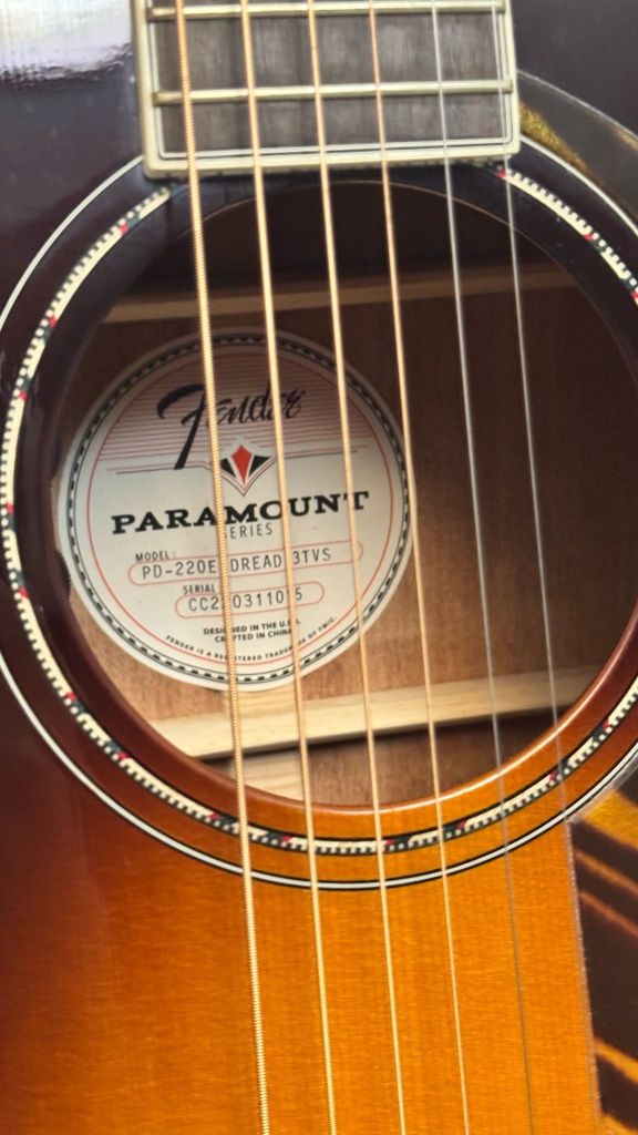 Guitarra Acústica Fender PD-220E Dreadnought All Mahogany Aged Cognac