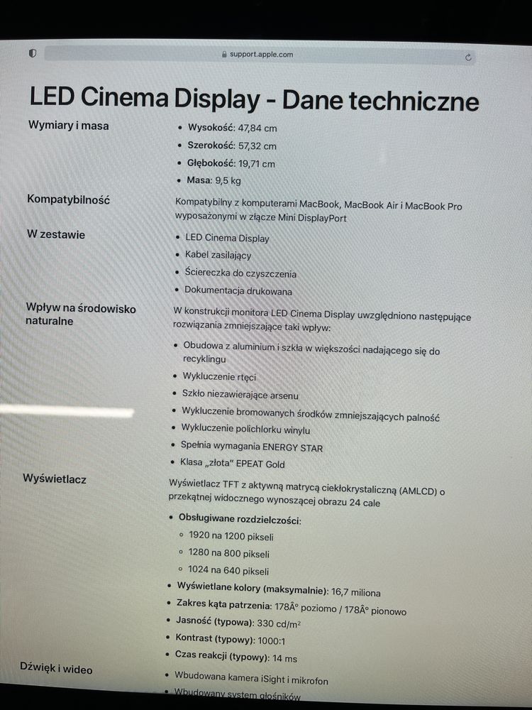 Apple Cinema Display 24-inch 2008r.