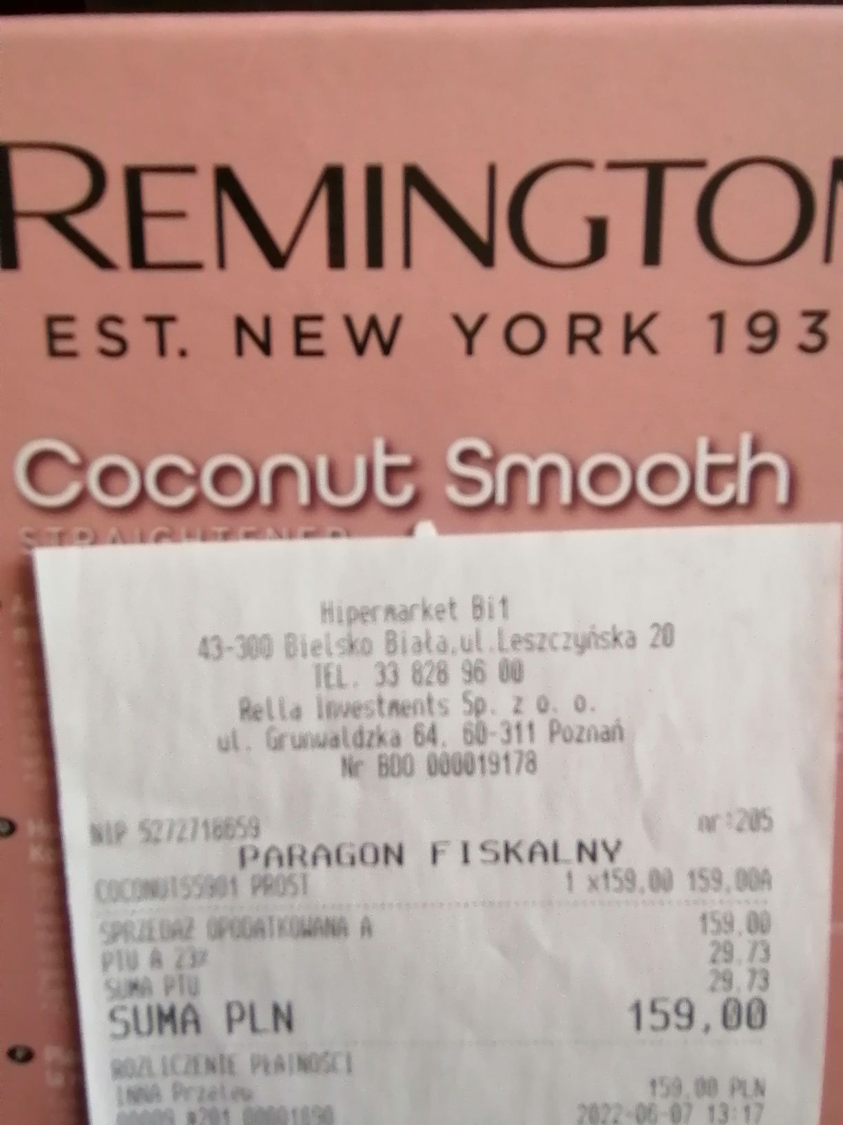 Prostownica Remington Coconut Smooth różowa