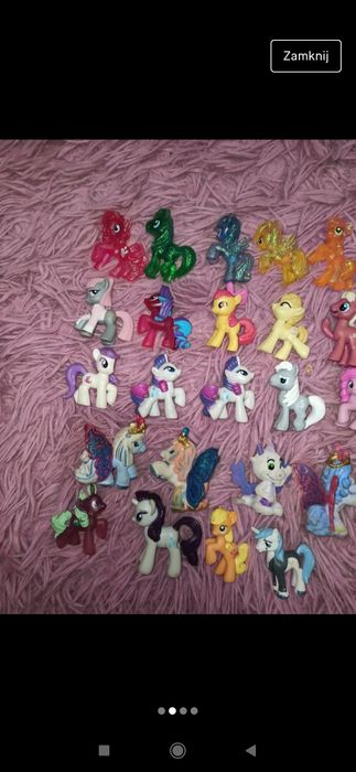 Zestaw figurek koniki pony filly brokatowe  spike
