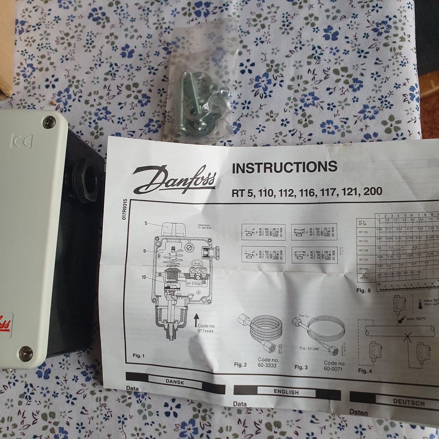 Danfoss presostat ciśnienia RT200.
