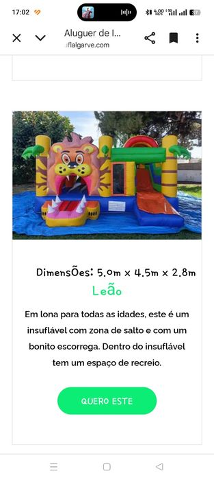 Aluguer insufláveis