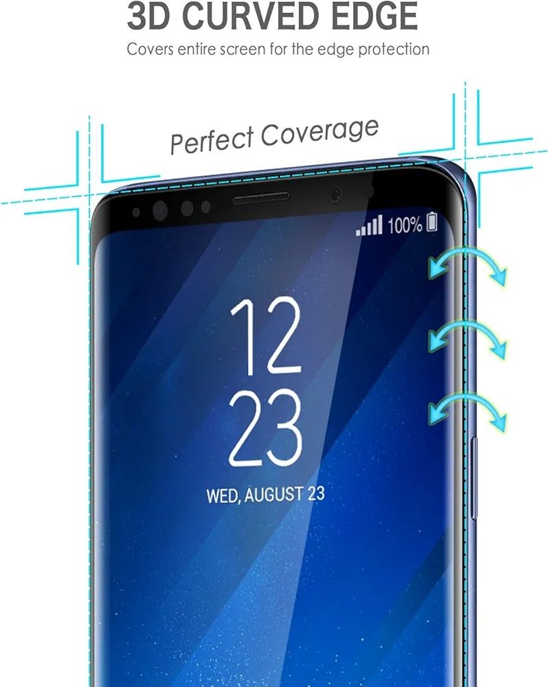Szkło Samsung Galaxy S8, Tentoki 9H, cały ekran, zakrzywione krawędzie