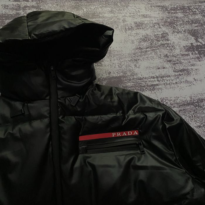Prada Luna Rossa Red Tab Opium Black Puffer Drill