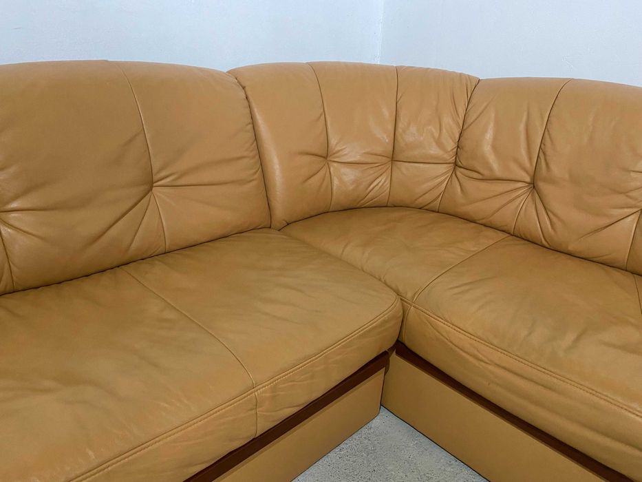 Шкіряний кутовий розкладний диван з натуральноі шкіри