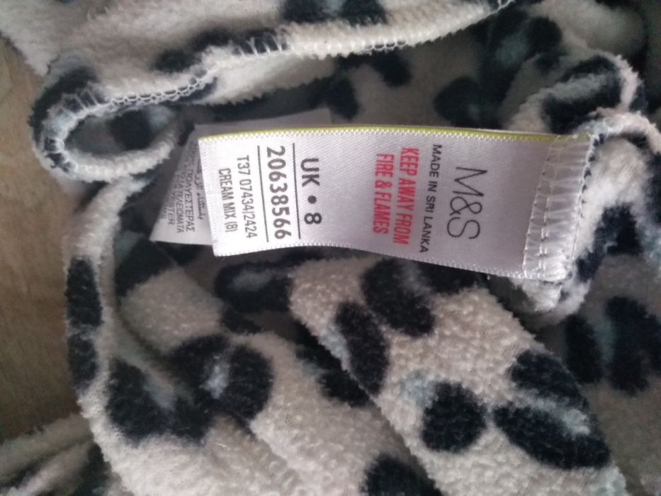 Piżama młodzieżowa damska kombinezon zimowy onesie w panterkę S
