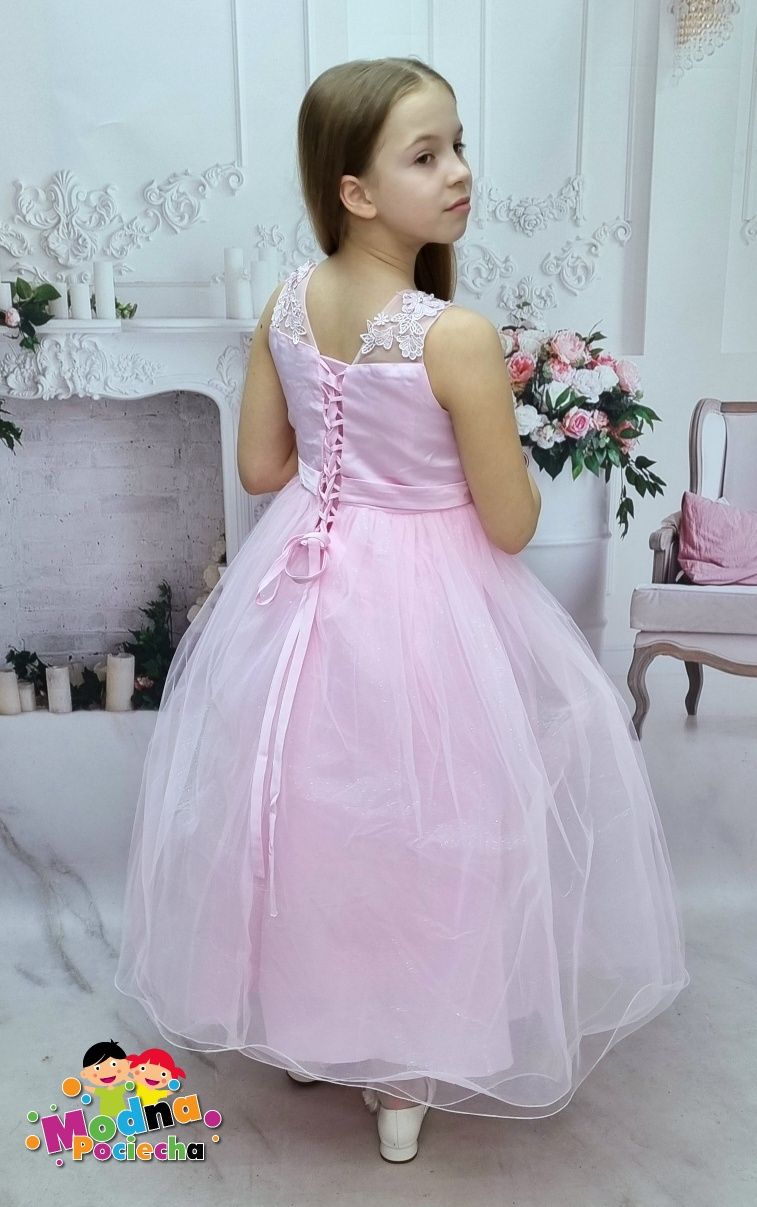 Piękna długa sukienka różowa Rozmiar od 98/104 do 164 wyprzedaż