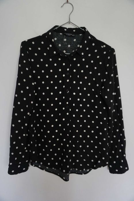 Czarna koszula w białe kropki Reserved S 36 XS 34 bluzka oversize