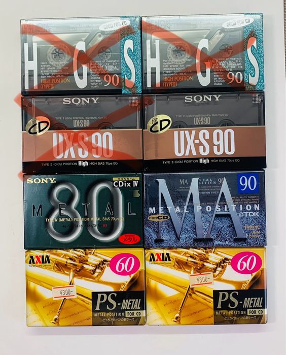 Аудіокасети Denon HG S, Sony UX-S, TDK MA, Axia PS Metal
