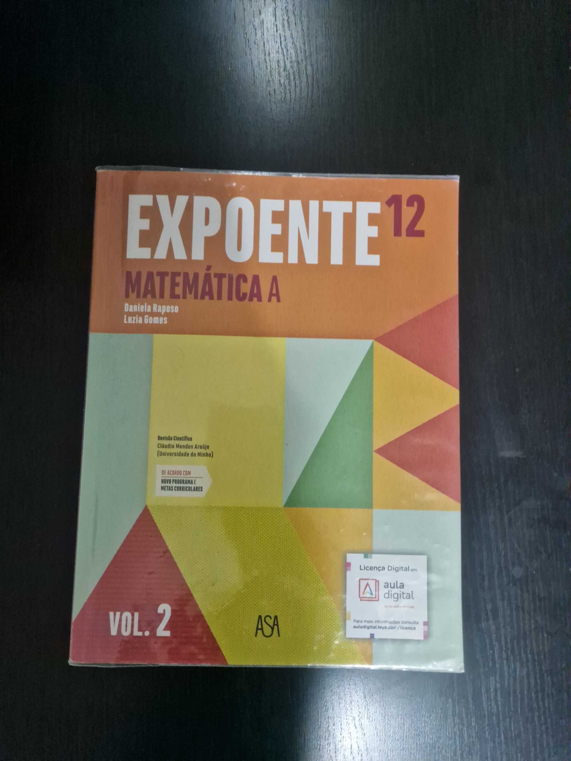 Manuais de matemática A 12° Ano - Expoente - Plastificados