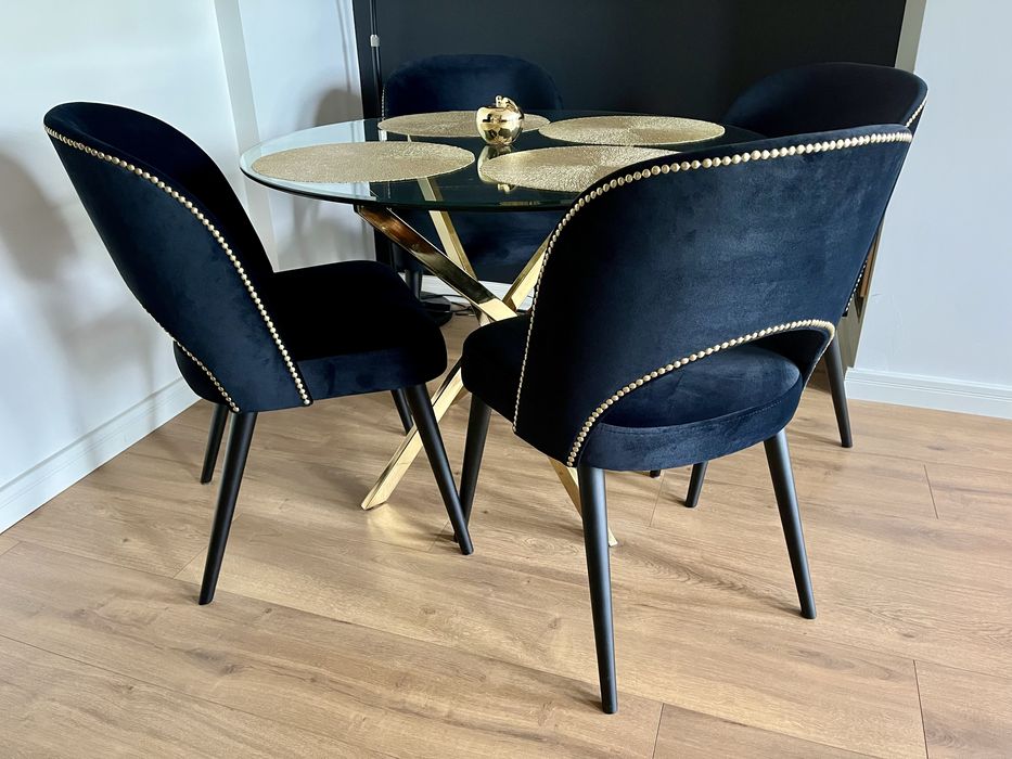 Czarne krzesła do salonu glamour 4 szt.