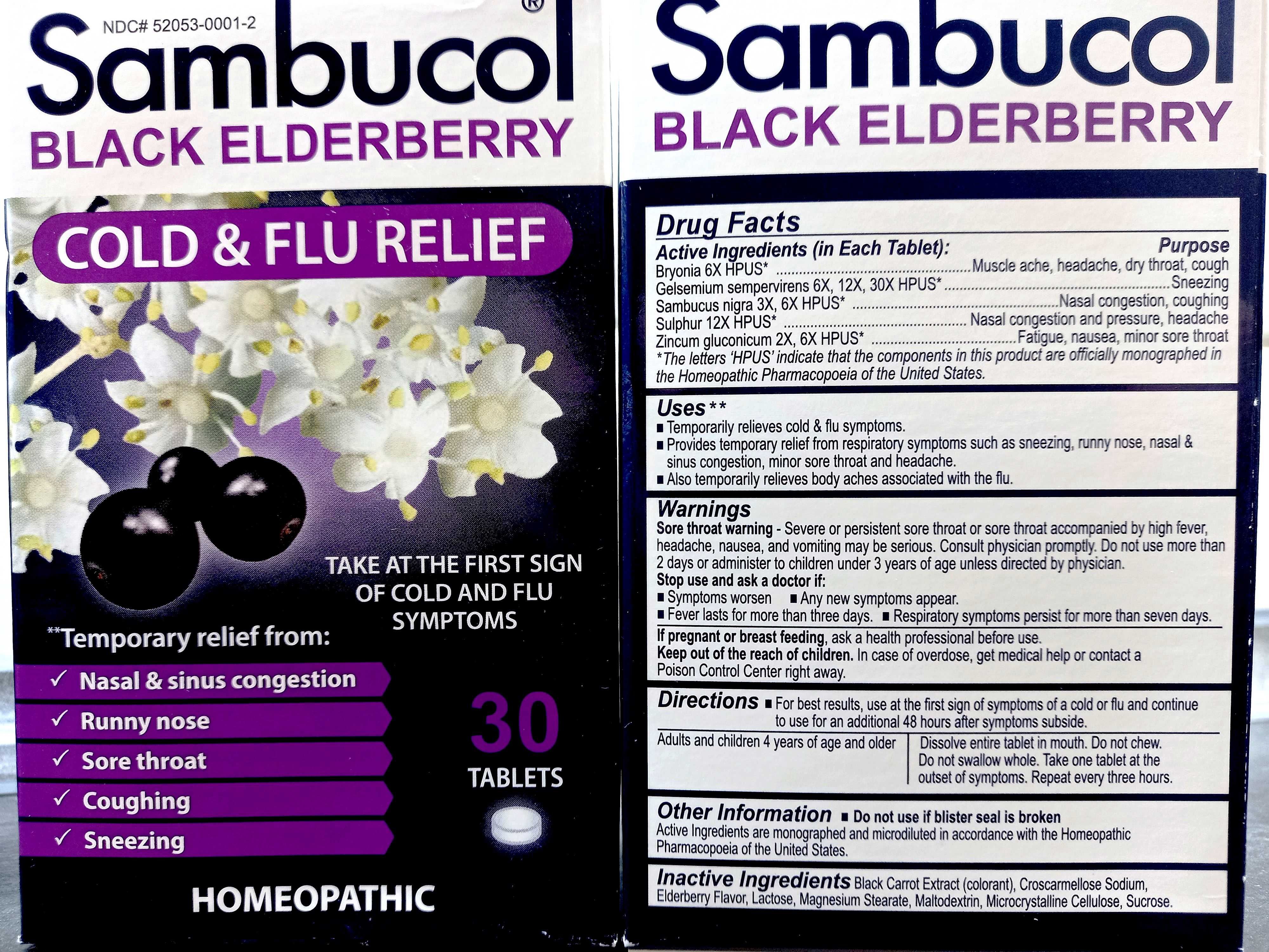 Sambucol, Black Elderberry (30 таб), черная бузина для детей, взрослых