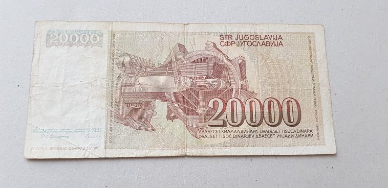 Banknot Jugosławia 100 i 20000 Dinara