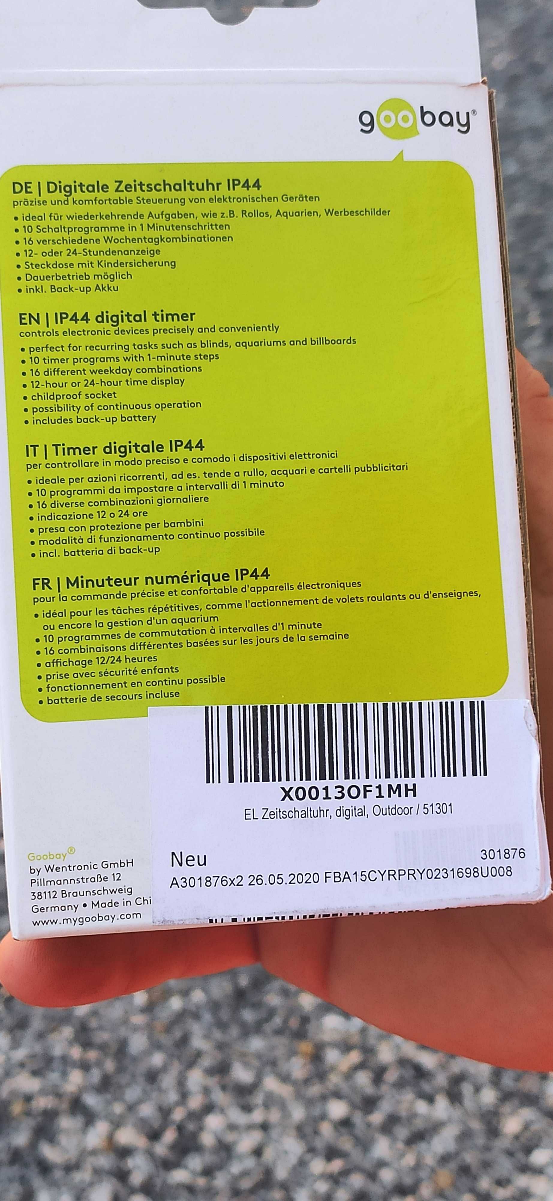 Programator czasowy IP44
