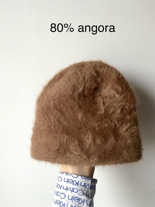 Camelowa czapka z angory toczek wool premium sarni brąz