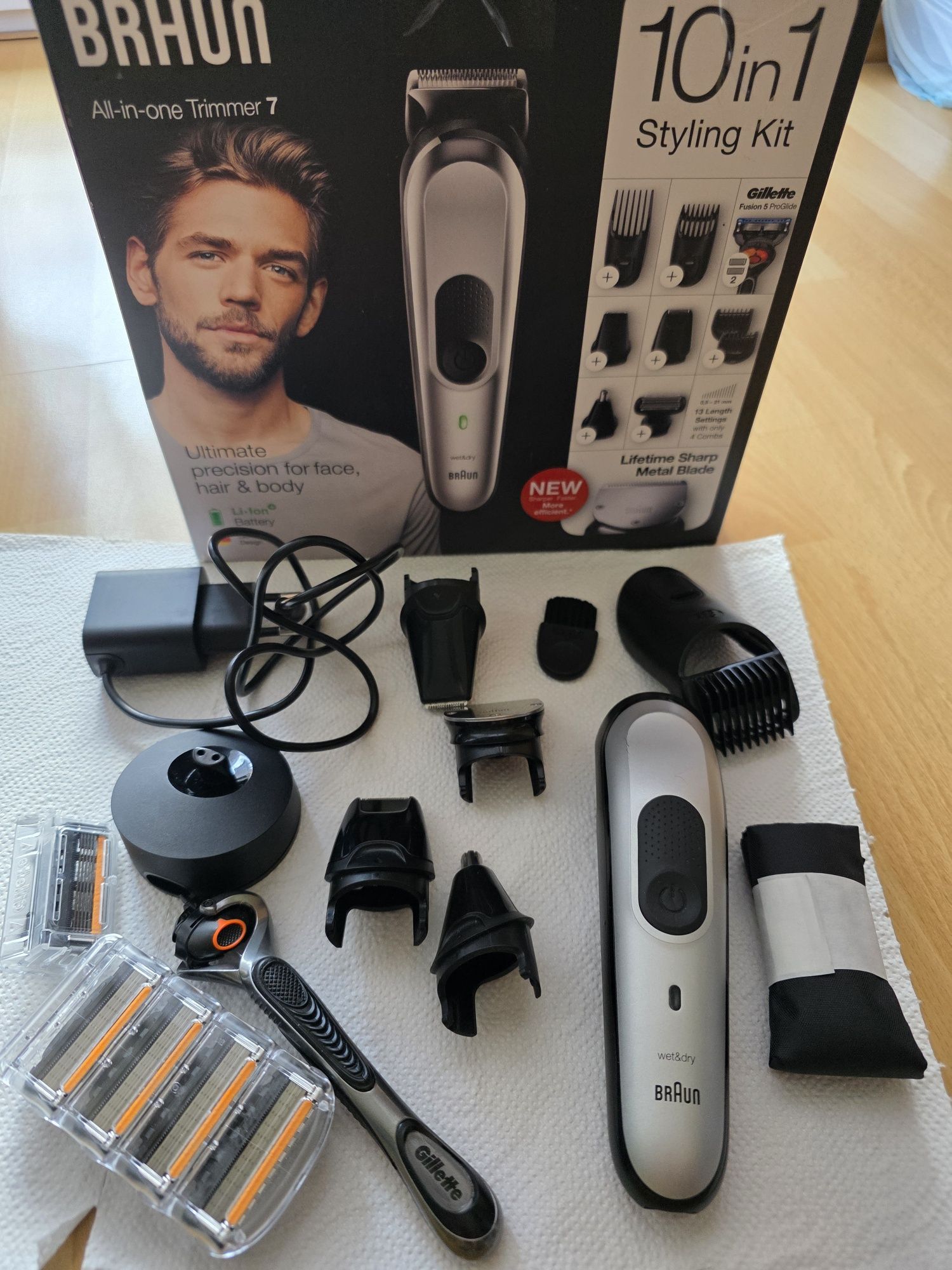 Zestaw Trymer Braun MGK7220  oraz Gillette ProGlide  plus 5 ostrzy