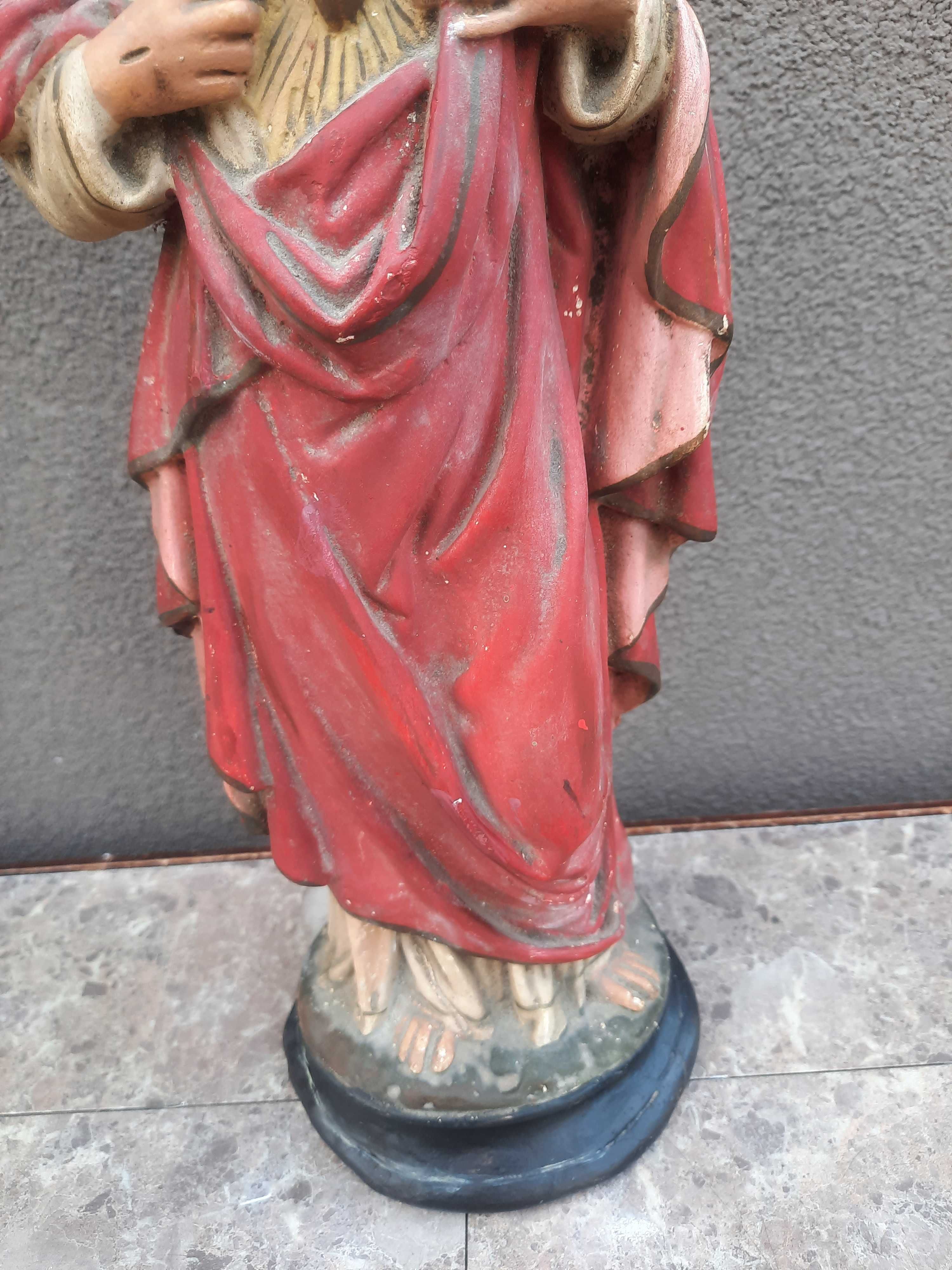 Stara przedwojenna figura gipsowa Serce Jezusa 43cm sygnatura